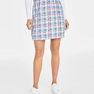 On 34th‎ Tweed Twill Mini Skirt 90s Clueless Chanel-esque Blue Red Silver Plaid